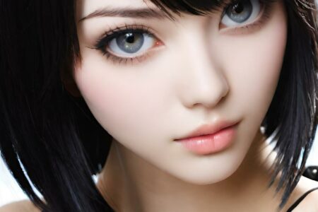 AI girl with black hair wallpaper