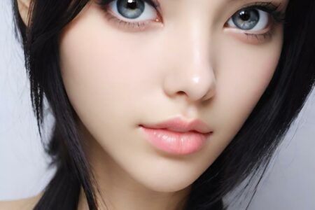 AI girl with black hair wallpaper