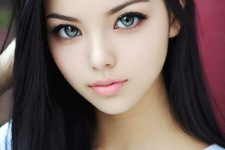 AI girl with black hair wallpaper