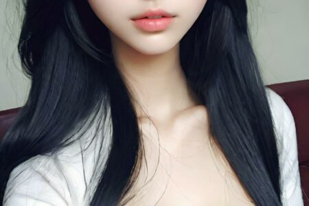 AI girl with black hair wallpaper