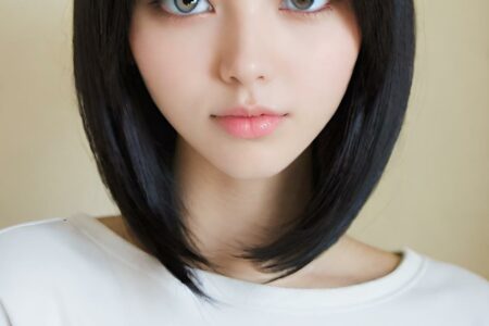 AI girl with black hair wallpaper