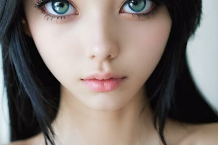 AI girl with black hair wallpaper