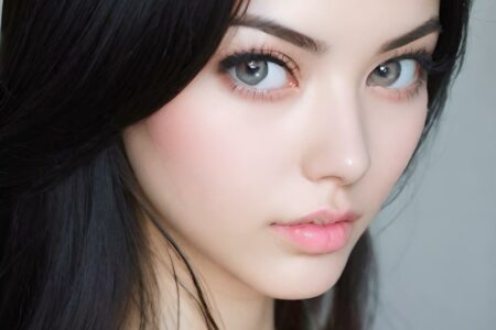 AI girl with black hair wallpaper