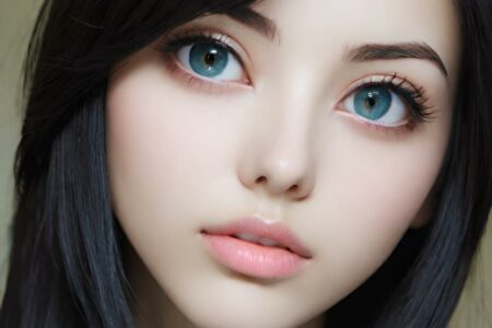 AI girl with black hair wallpaper