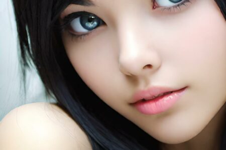 AI girl with black hair wallpaper