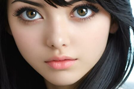 AI girl with black hair wallpaper