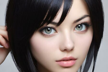 AI girl with black hair wallpaper