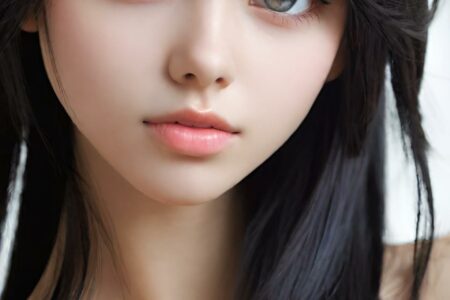 AI girl with black hair wallpaper