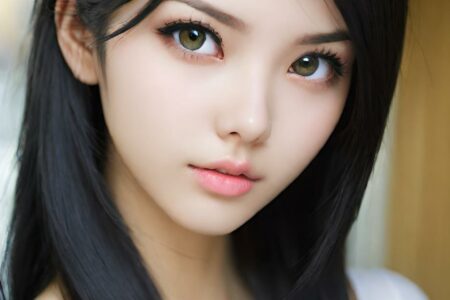 AI girl with black hair wallpaper