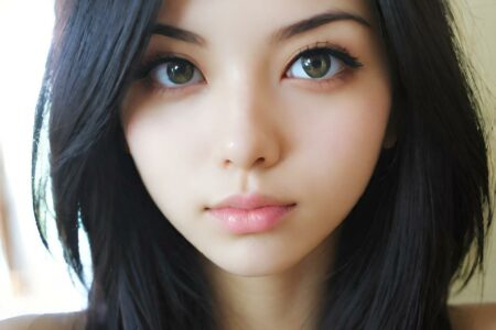 AI girl with black hair wallpaper