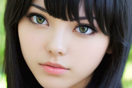 AI girl with black hair wallpaper
