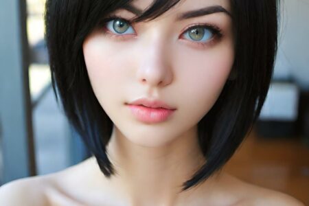 AI girl with black hair wallpaper