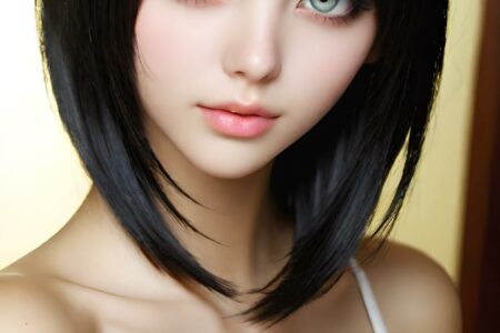AI girl with black hair wallpaper