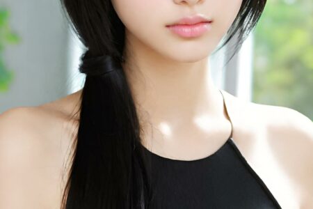 AI girl with black hair wallpaper