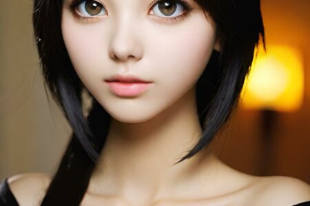 AI girl with black hair wallpaper