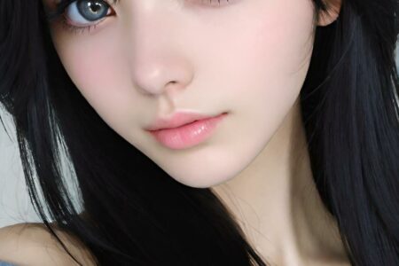 AI girl with black hair wallpaper