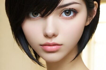 AI girl with black hair wallpaper