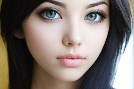 AI girl with black hair wallpaper