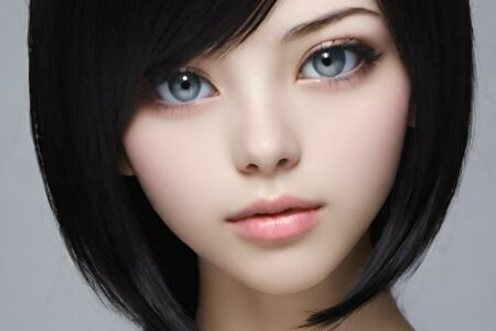 AI girl with black hair wallpaper