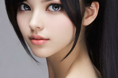 AI girl with black hair wallpaper