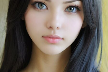AI girl with black hair wallpaper