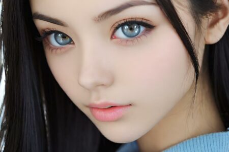 AI girl with black hair wallpaper