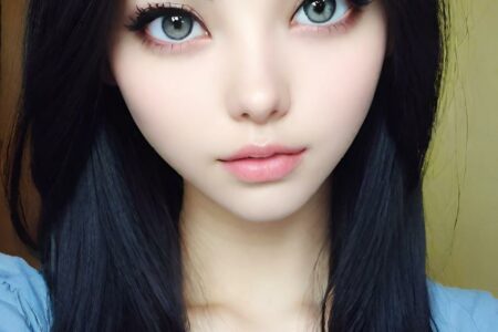 AI girl with black hair wallpaper