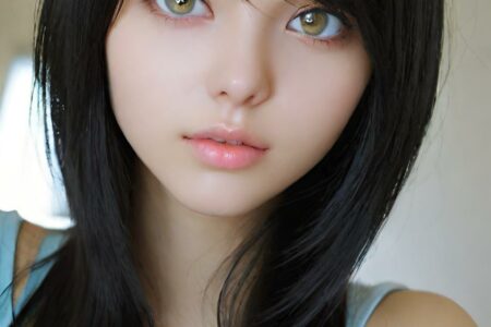 AI girl with black hair wallpaper