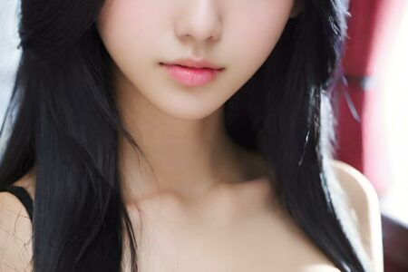 AI girl with black hair wallpaper