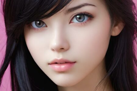 AI girl with black hair wallpaper