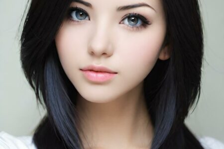AI girl with black hair wallpaper