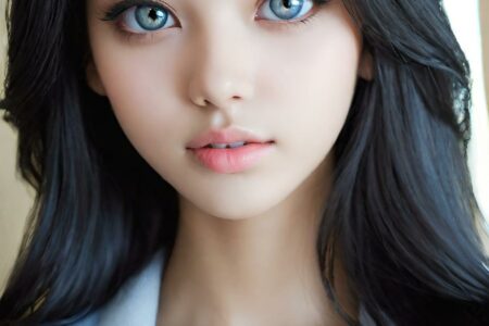 AI girl with black hair wallpaper