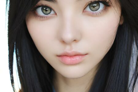 AI girl with black hair wallpaper