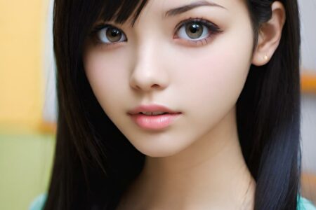 AI girl with black hair wallpaper