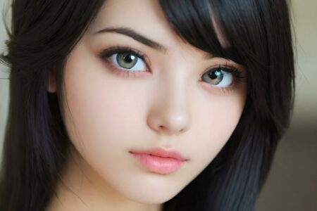 AI girl with black hair wallpaper