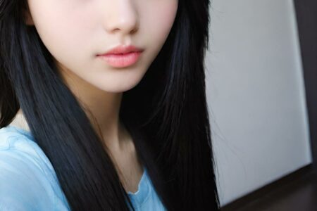 AI girl with black hair wallpaper