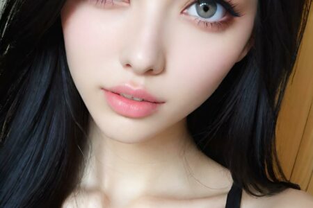 AI girl with black hair wallpaper