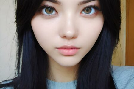 AI girl with black hair wallpaper