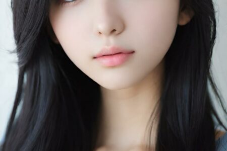 AI girl with black hair wallpaper