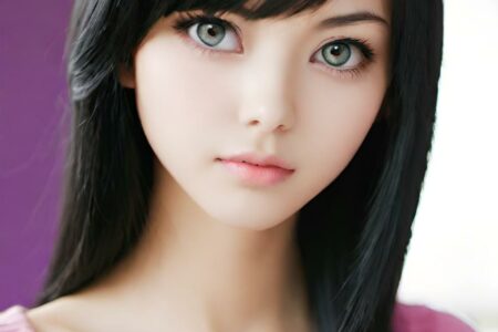 AI girl with black hair wallpaper