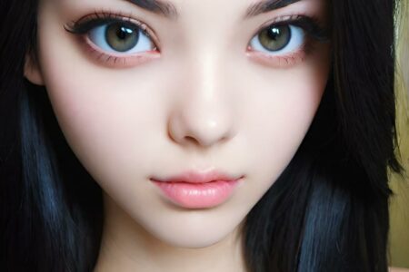 AI girl with black hair wallpaper