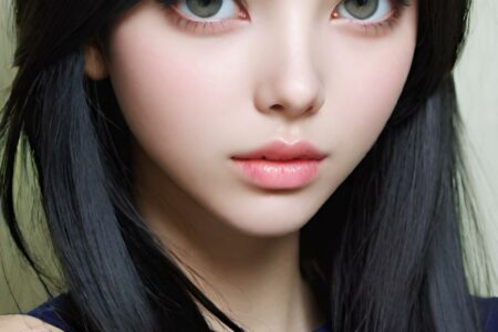 AI girl with black hair wallpaper