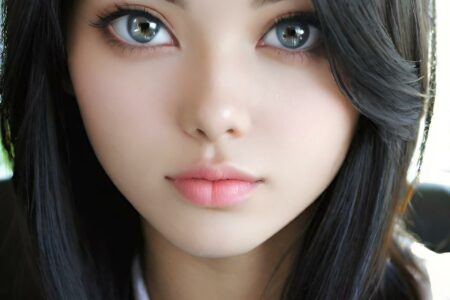 AI girl with black hair wallpaper