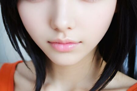 AI girl with black hair wallpaper
