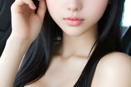 AI girl with black hair wallpaper