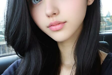 AI girl with black hair wallpaper