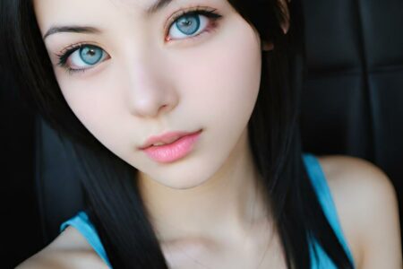 AI girl with black hair wallpaper