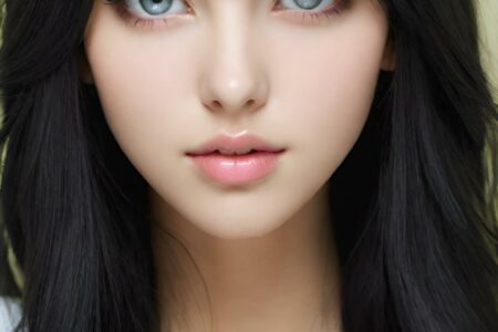 AI girl with black hair wallpaper