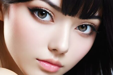 AI girl with black hair wallpaper