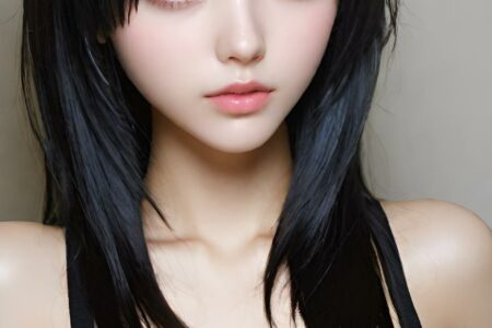 AI girl with black hair wallpaper